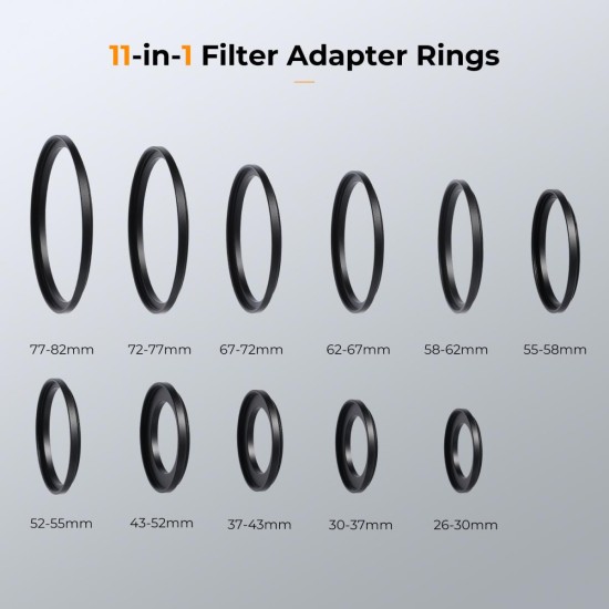 K&F Concept 11 in 1 Step Up Ring Set K&F Concept 11 in 1 Step Up Ring Set